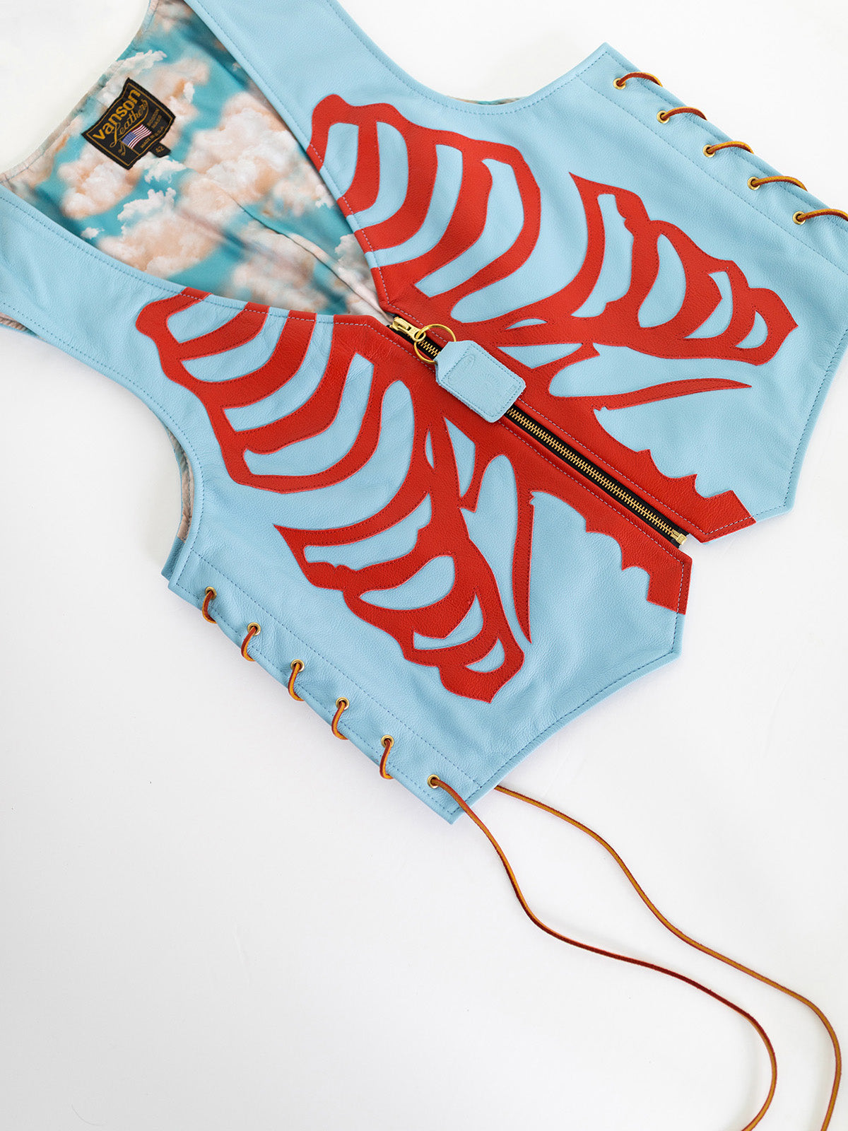 UNISEX SKELETON LEATHER VEST | ALEALI MAY COLLABORATION | ICE BLUE