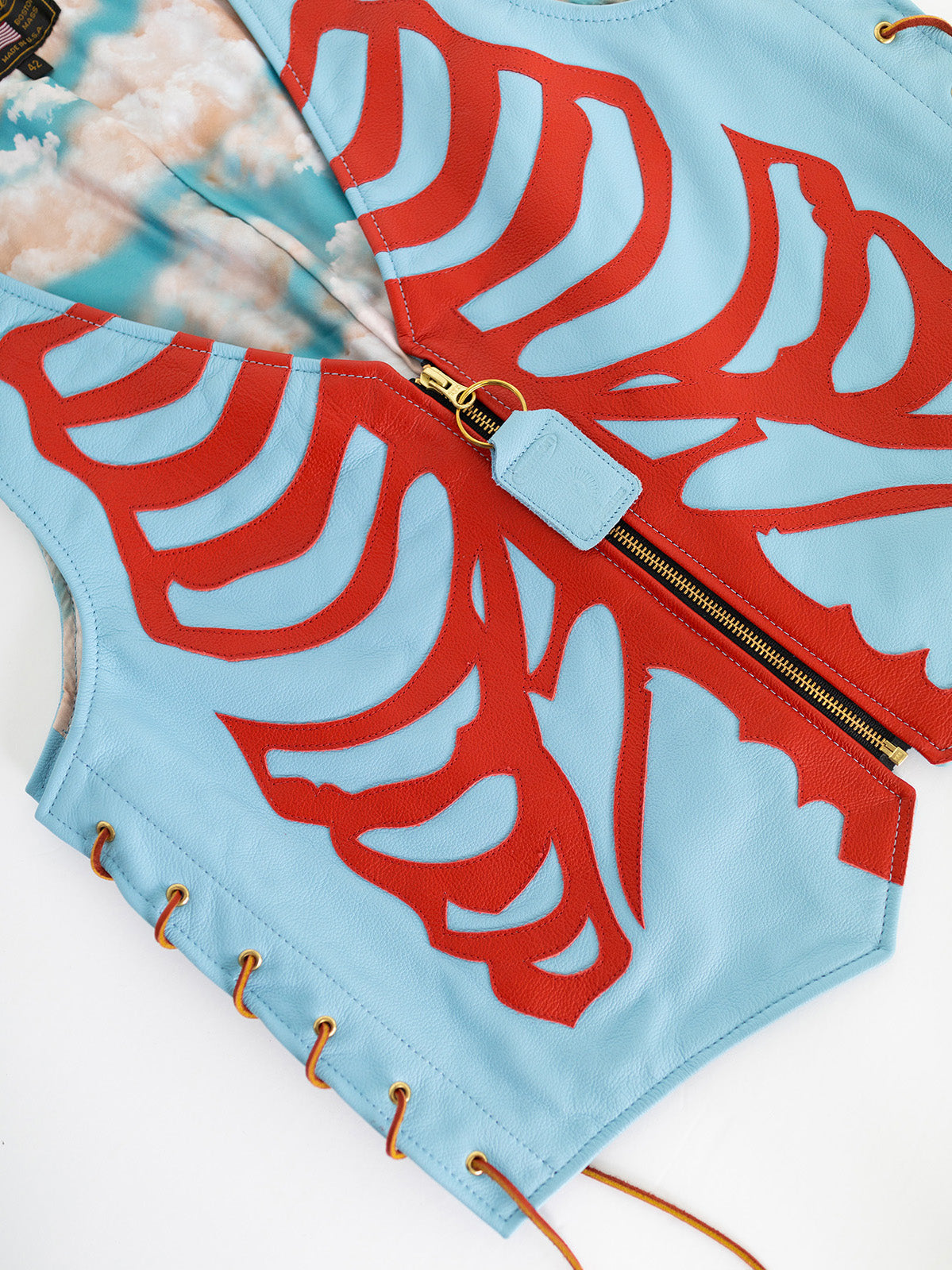 UNISEX SKELETON LEATHER VEST | ALEALI MAY COLLABORATION | ICE BLUE