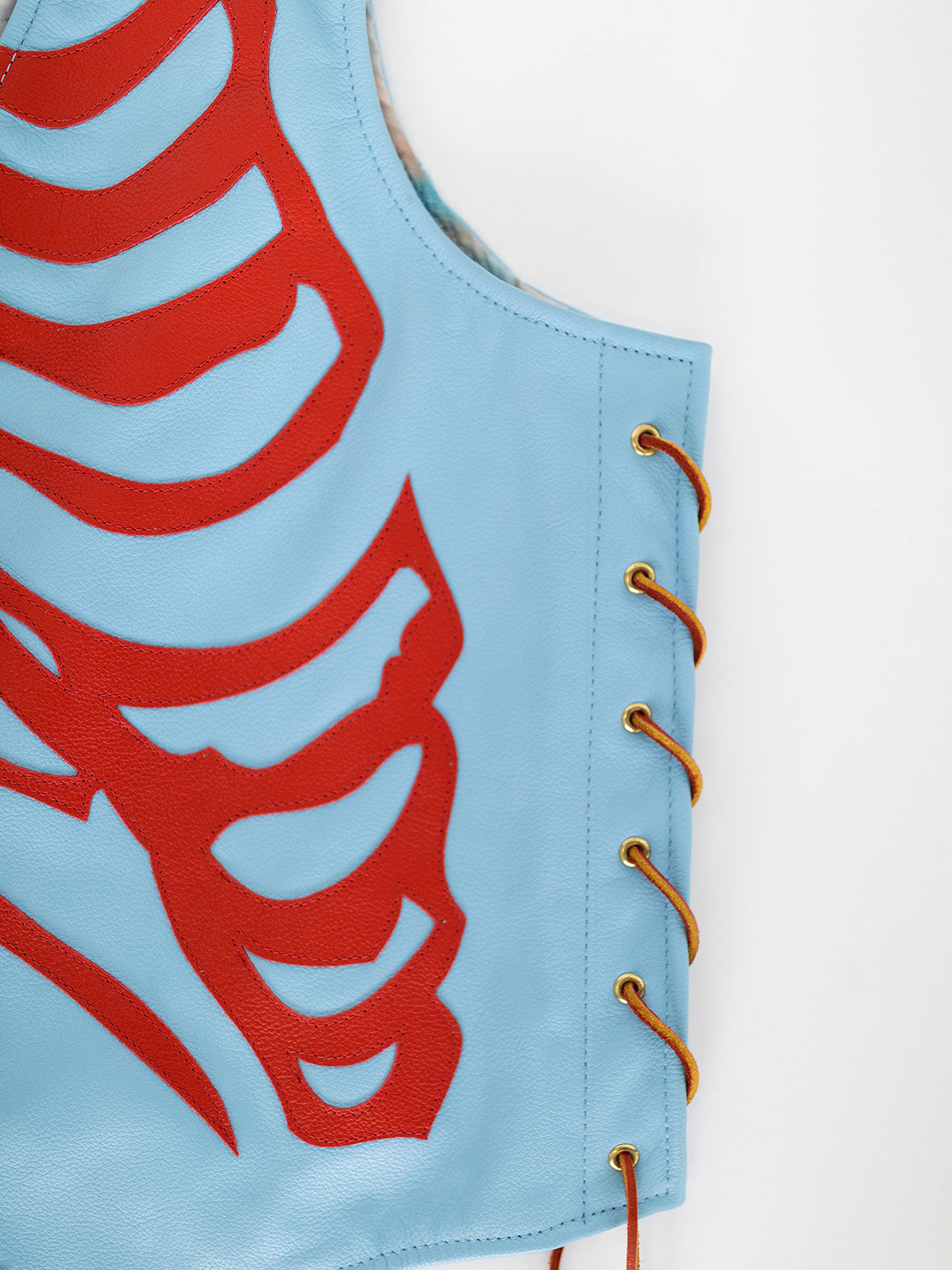 UNISEX SKELETON LEATHER VEST | ALEALI MAY COLLABORATION | ICE BLUE