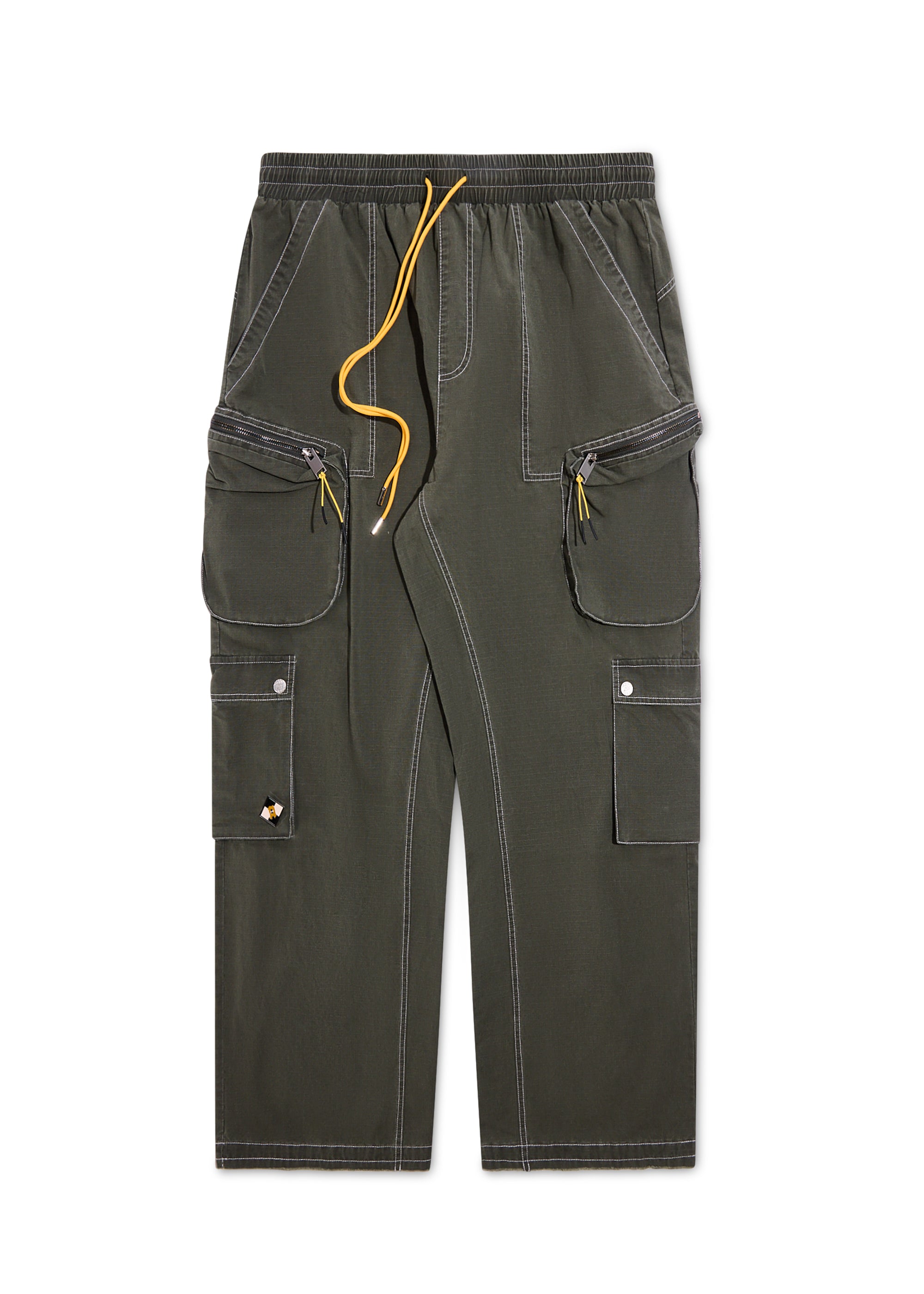 Contrast Cargo Pants - Olive