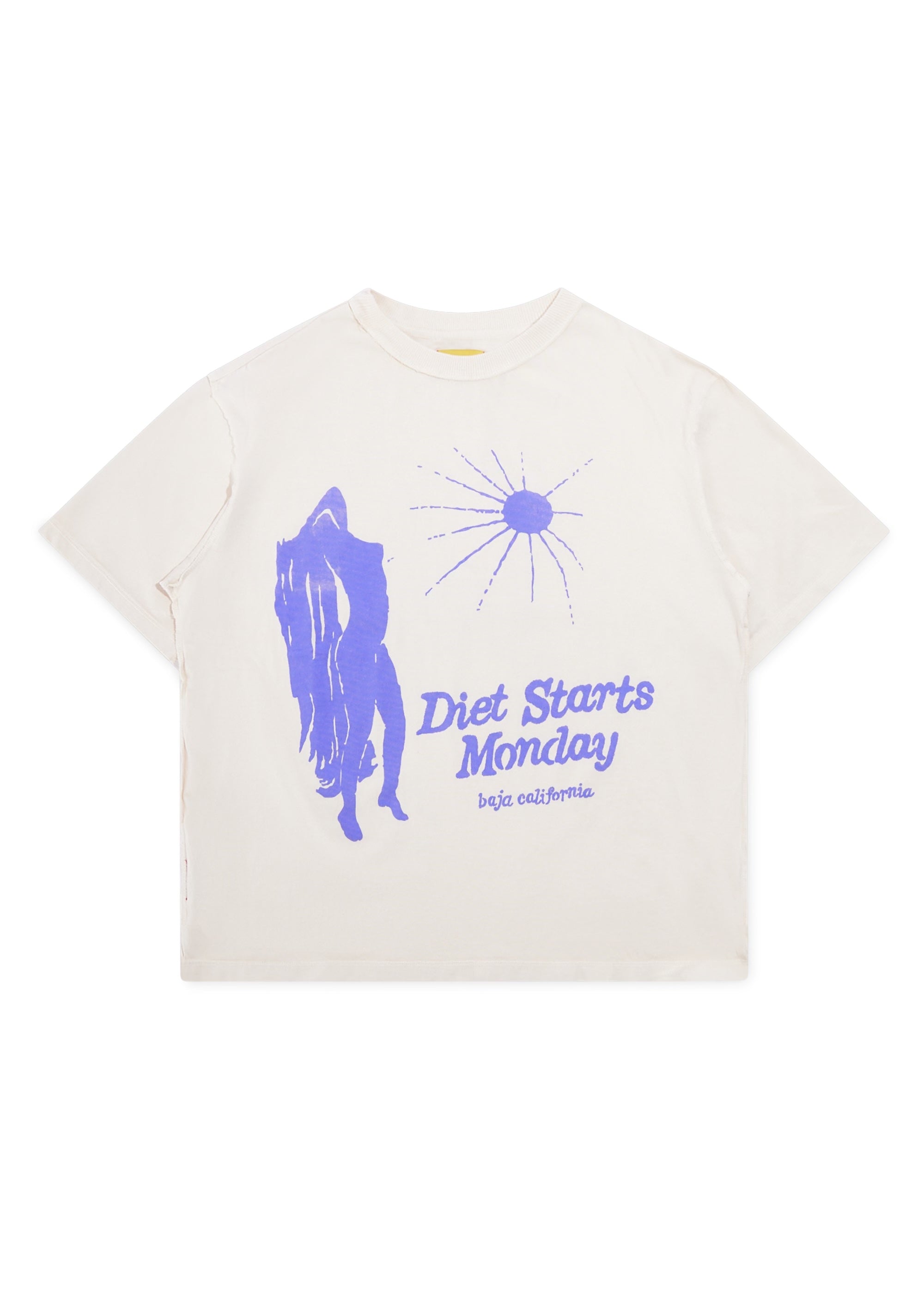 Cortez Cropped Tee - Antique White/Purple