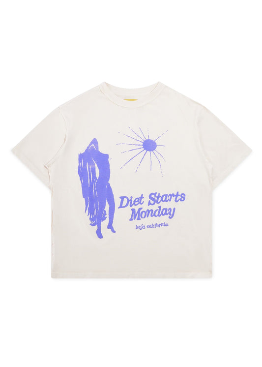 Cortez Cropped Tee - Antique White/Purple