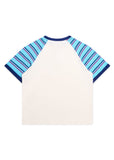 Crochet Raglan Tee - Cream/Blue