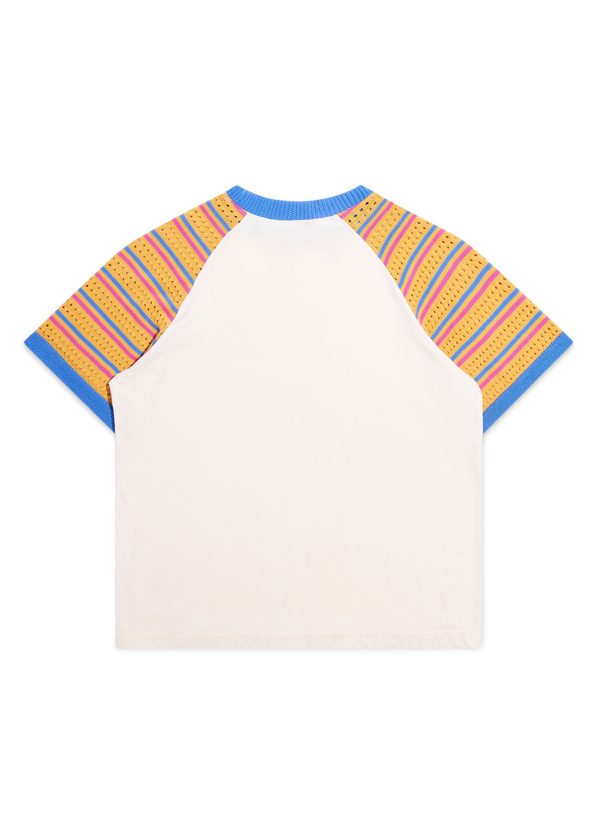 Crochet Raglan Tee - Cream/Yellow