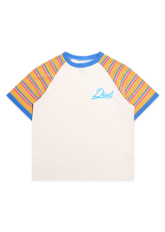 Crochet Raglan Tee - Cream/Yellow