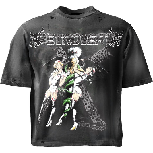 Rhinestone Nurse Tee - Black