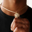 Diamond Lion Head Necklace Pendant & Rope Chain