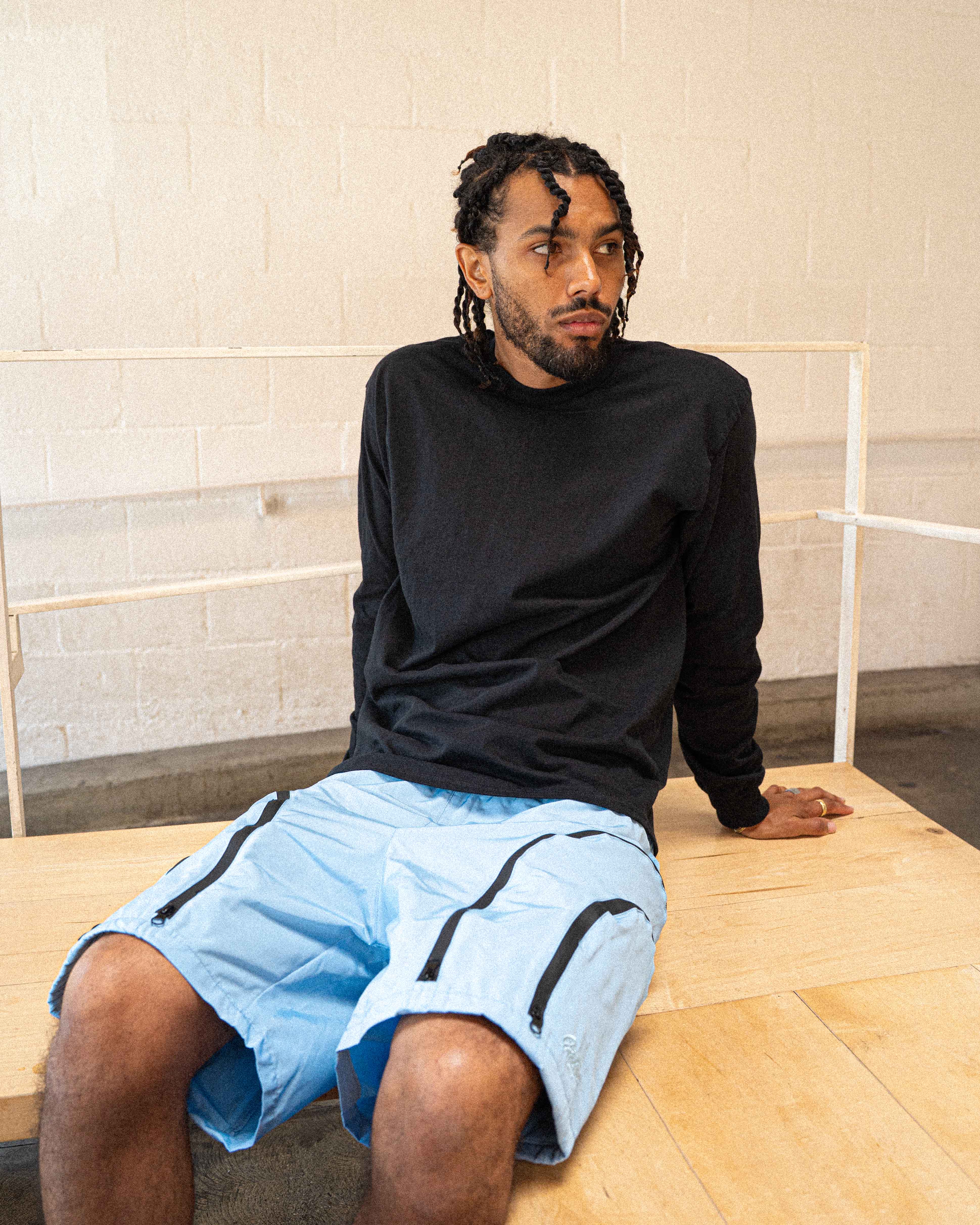 EPTM Double Zip Shorts - Sky Blue