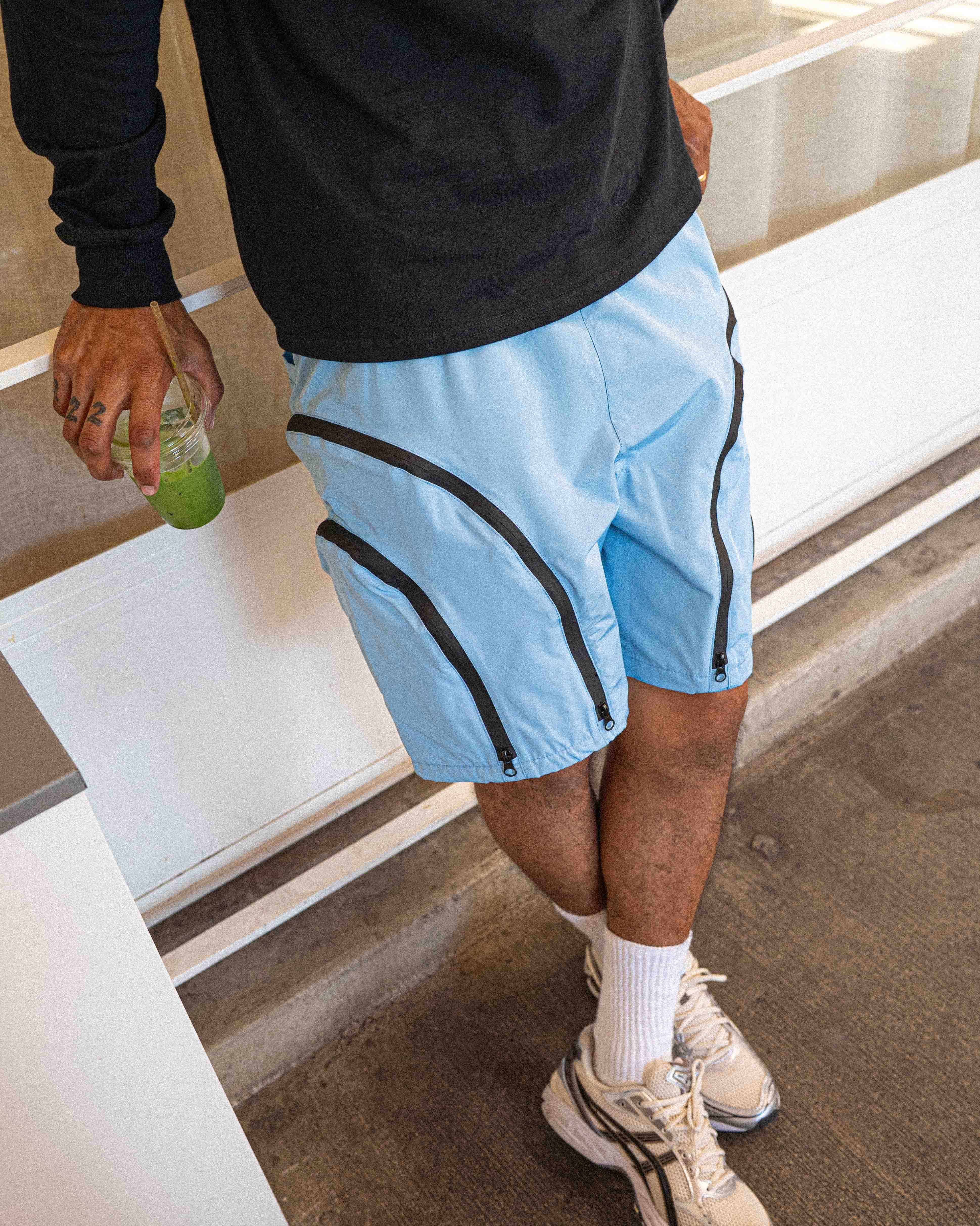 EPTM Double Zip Shorts - Sky Blue