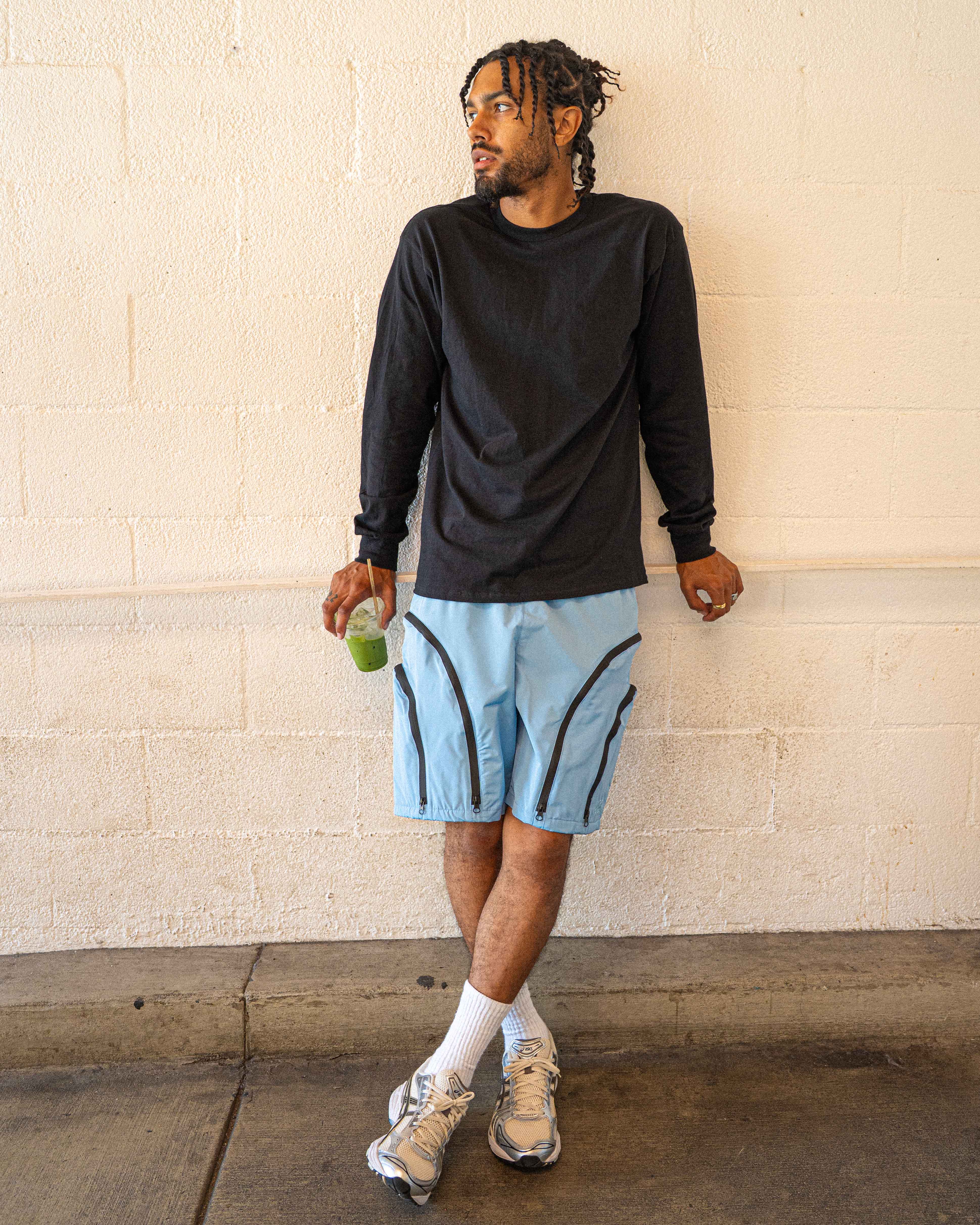 EPTM Double Zip Shorts - Sky Blue