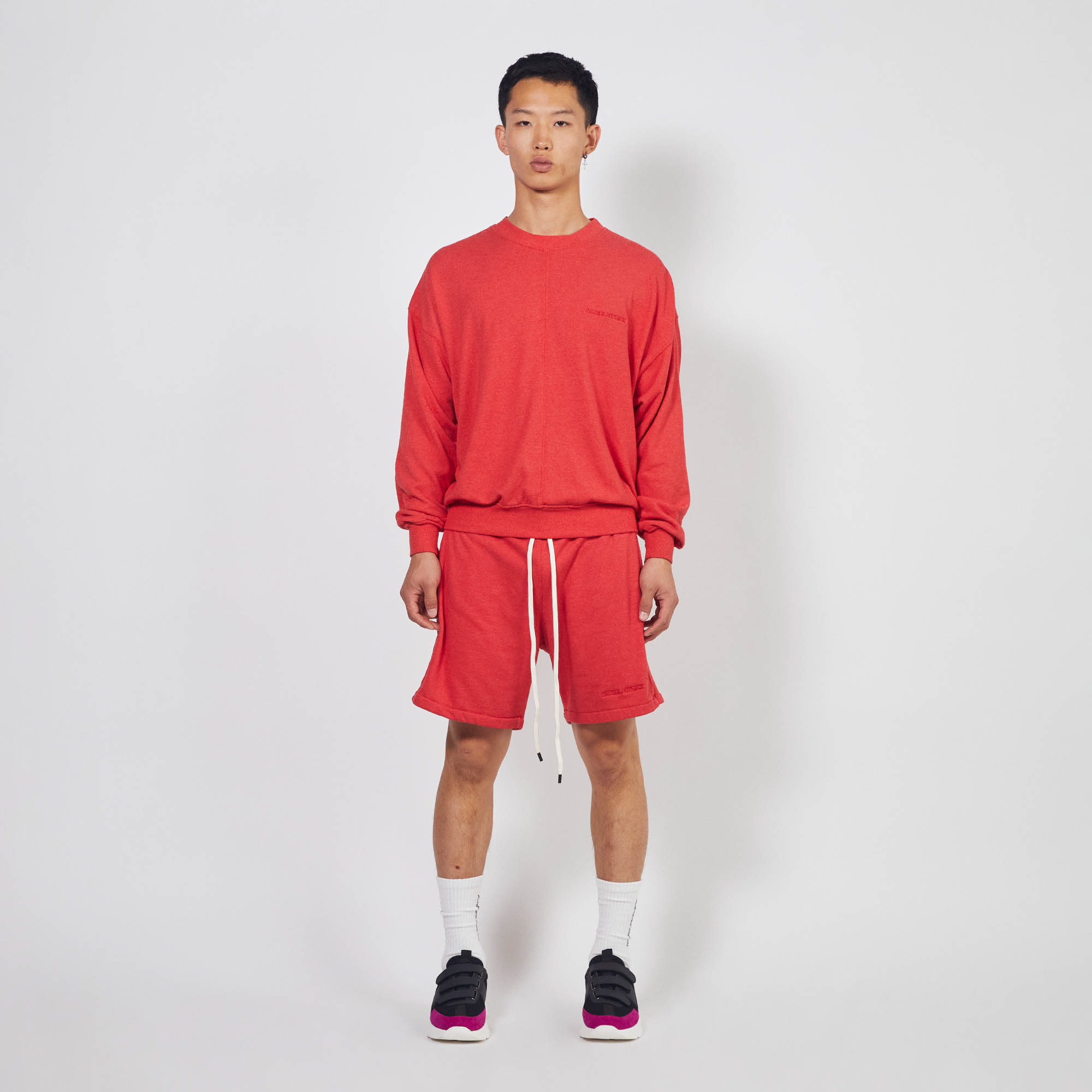 loop terry standard sweatshort / red heather