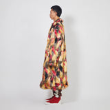 faux fur robe coat / multi-color pink