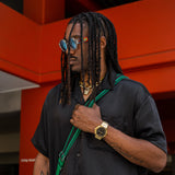 AM1001SS - AMBASSADOR POLISHED 18K GOLD / BLACK / SS BAND