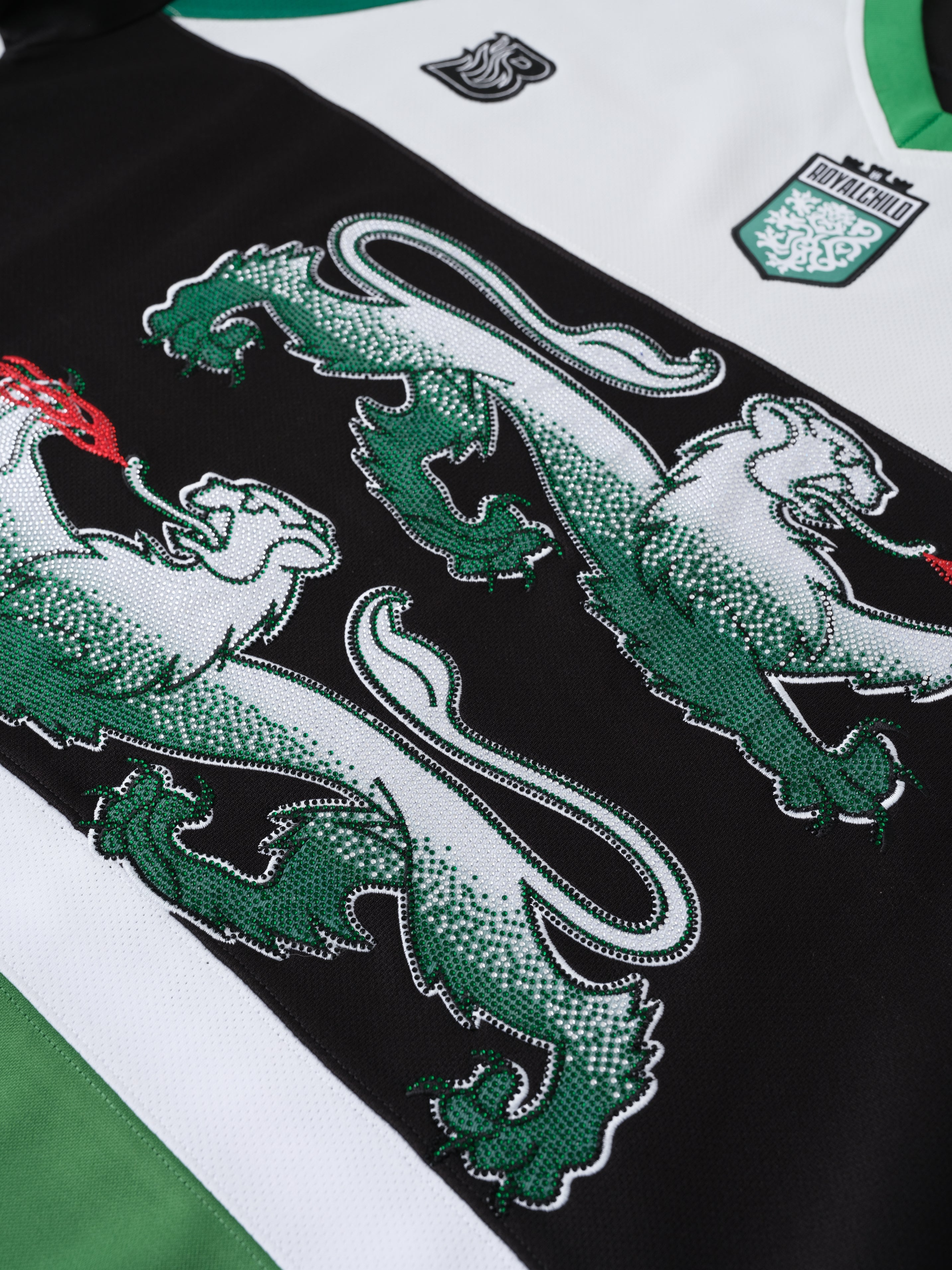 Double Lion Rhinestone Jersey in GREEN
