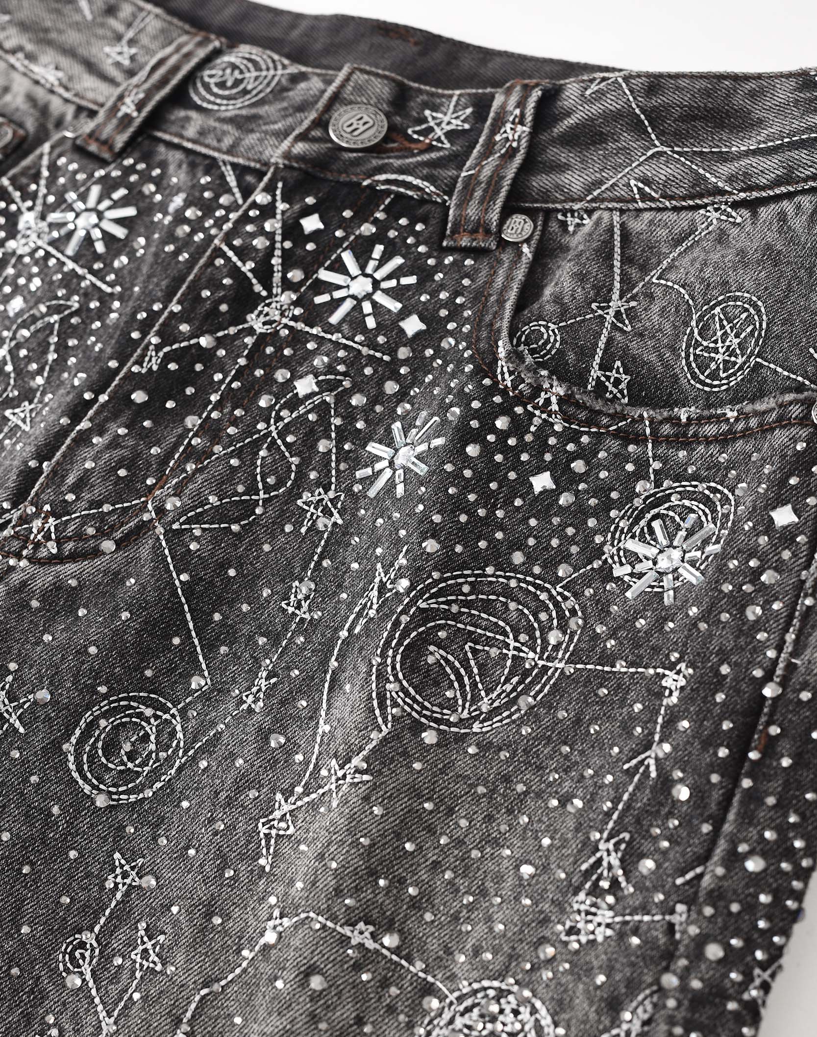 20K Zodiac Diamond Denim Pants in BLK