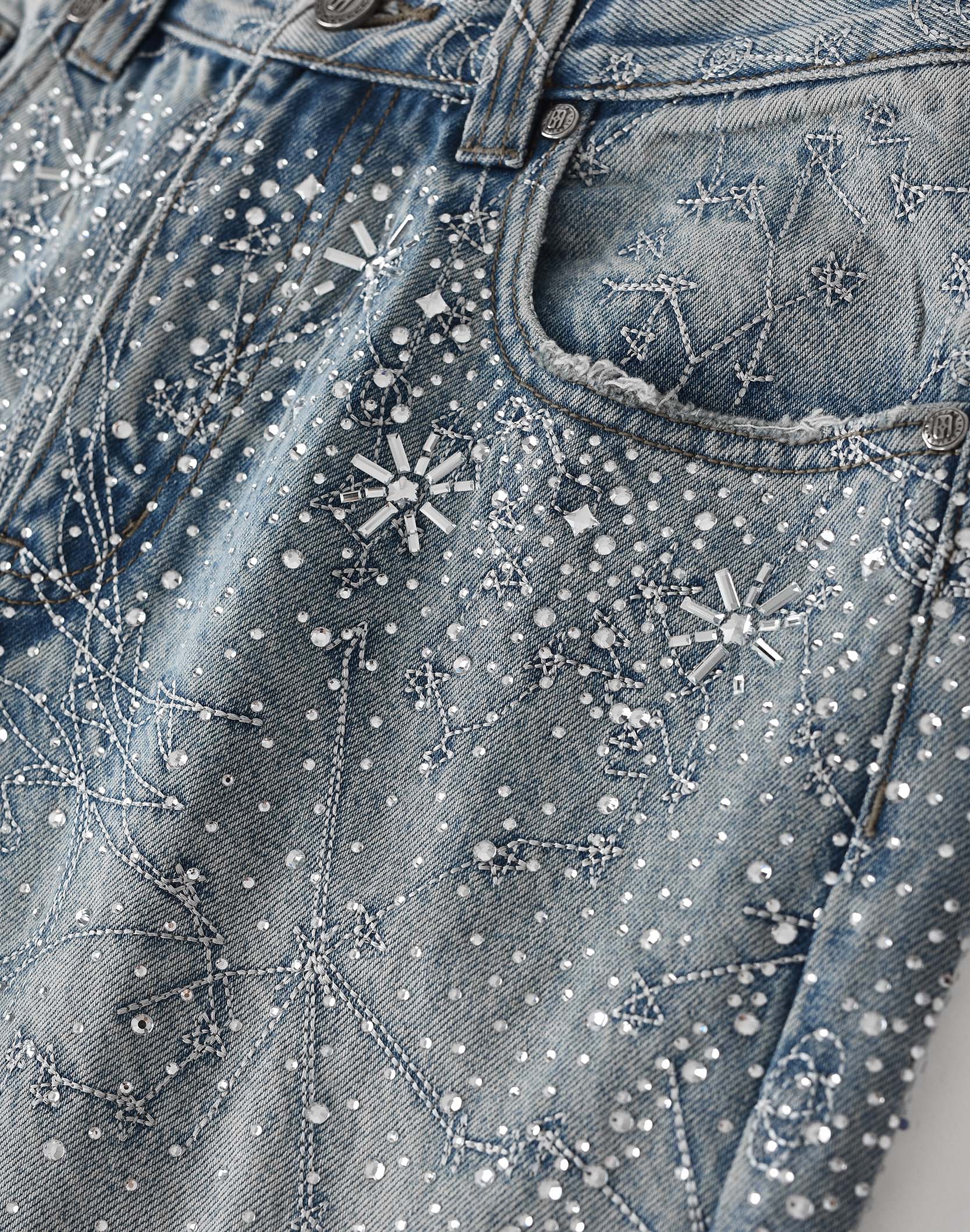 20K Zodiac Diamond Denim Pants in BLU