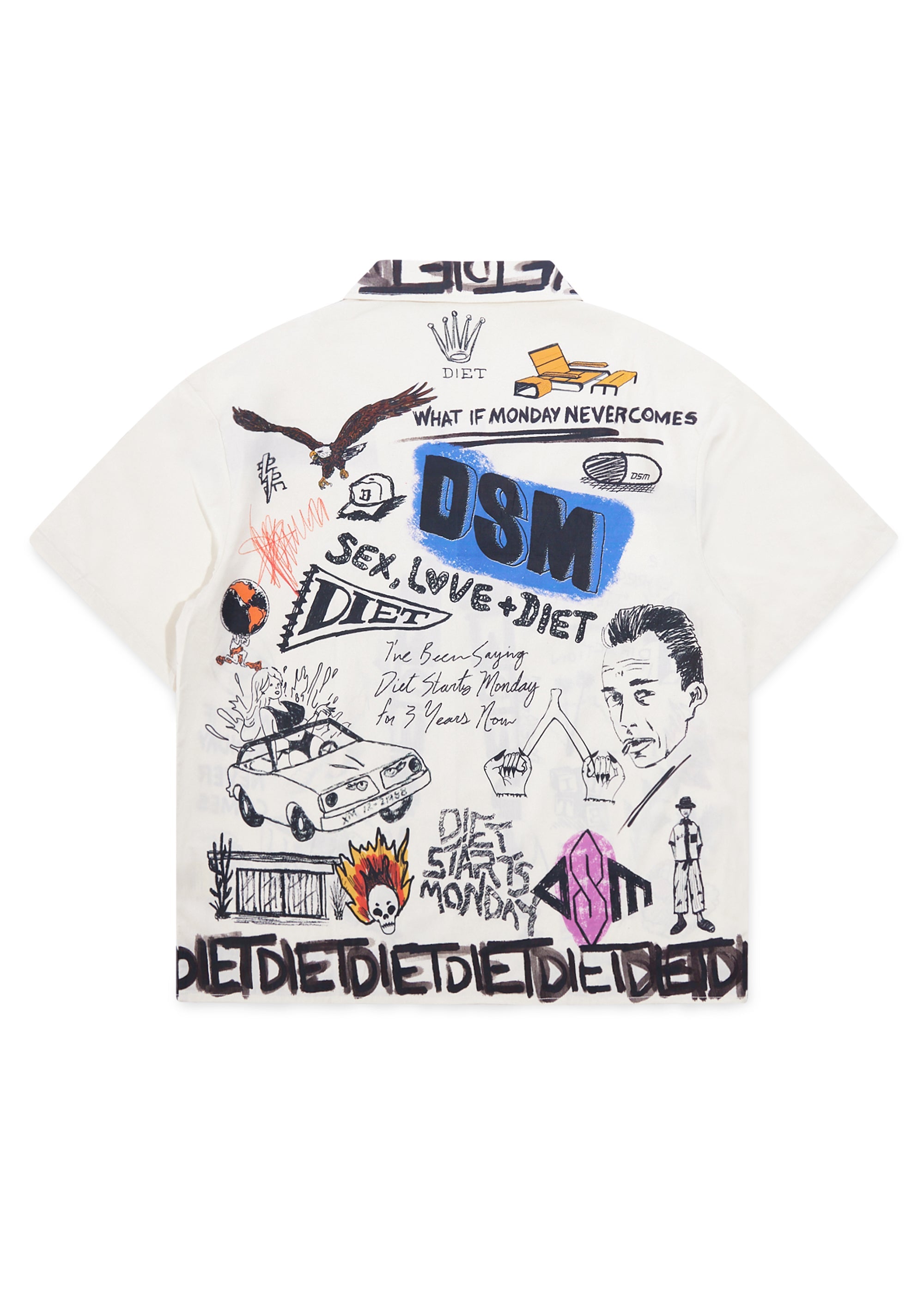 Doodle Button Up Shirt - White/Multi