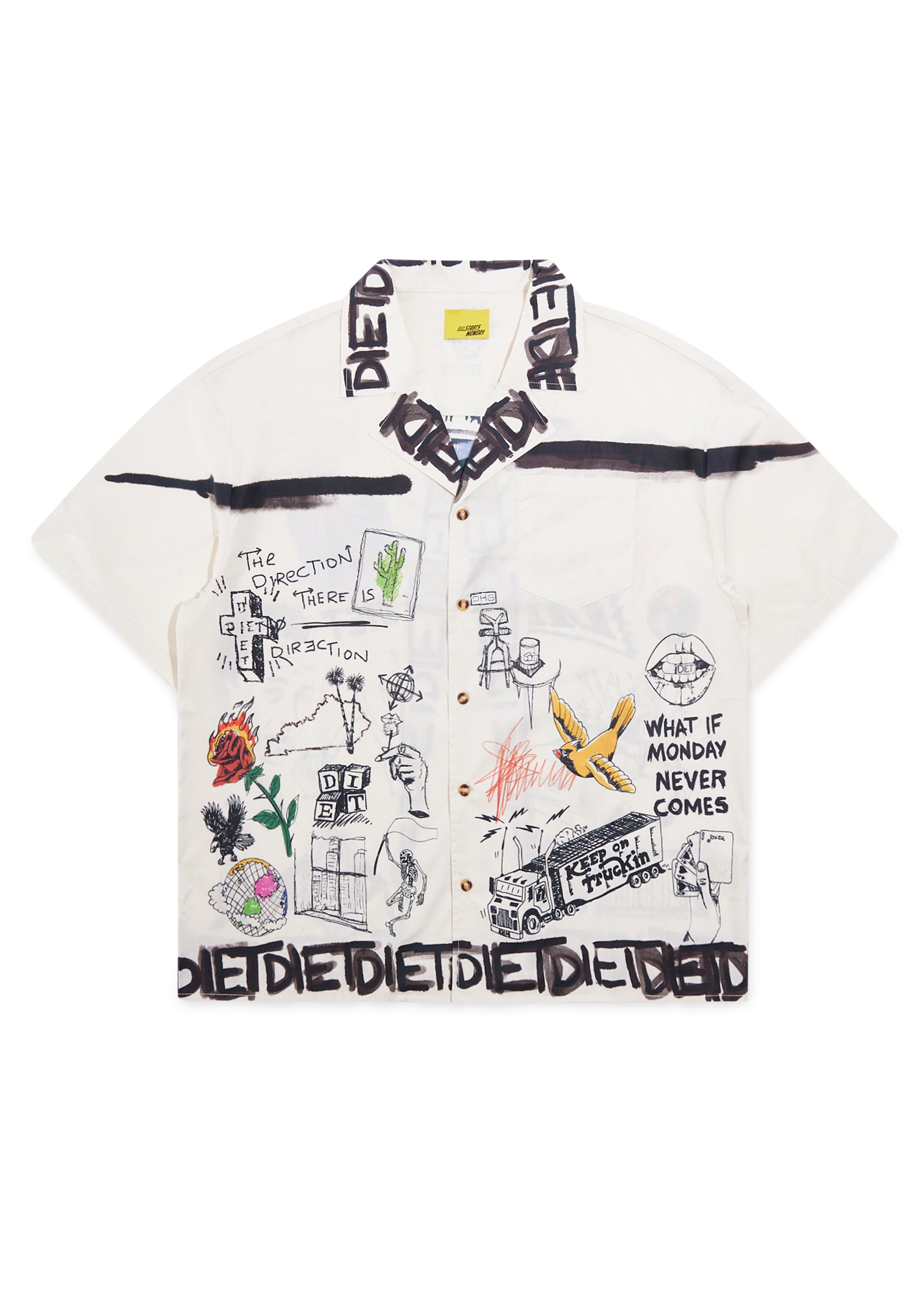 Doodle Button Up Shirt - White/Multi