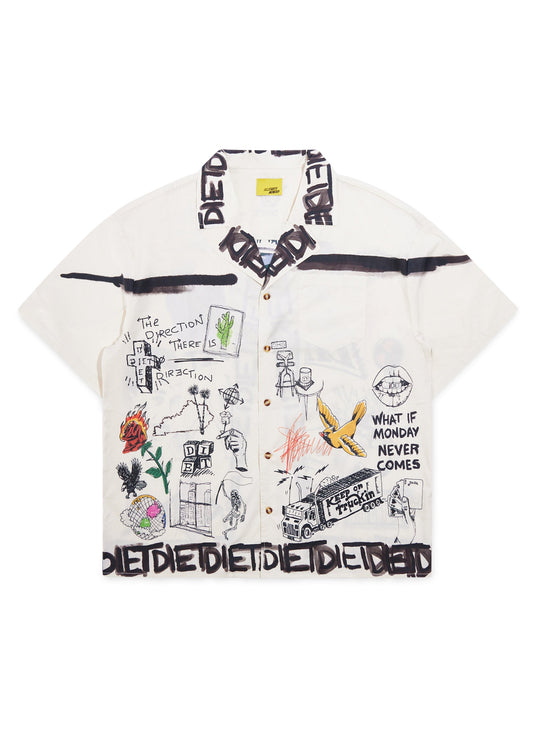 Doodle Button Up Shirt - White/Multi
