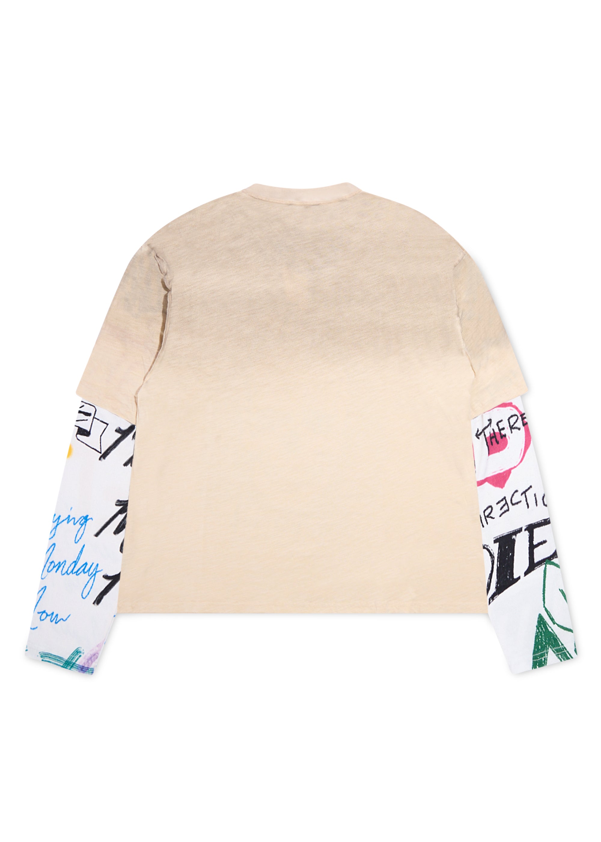 Double Layer Skull Tee - Antique White/Multi