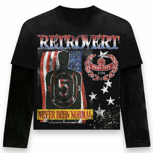 USA Longsleeve Thermal T-Shirt- Black