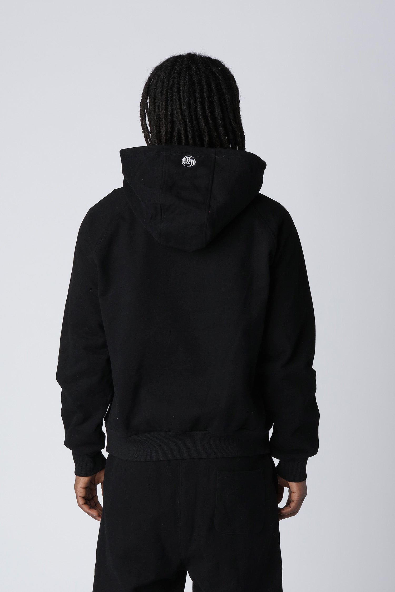 EMBROIDERY LOGO HOODIE - Black