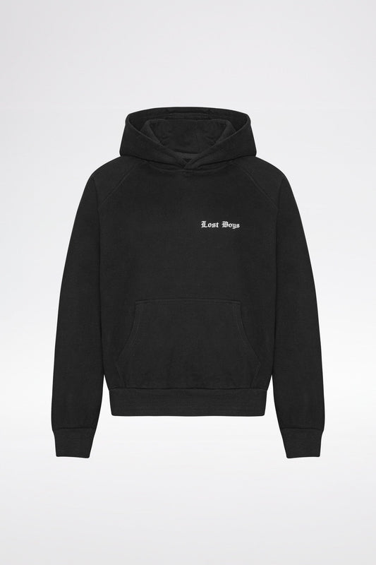 EMBROIDERY LOGO HOODIE - Black