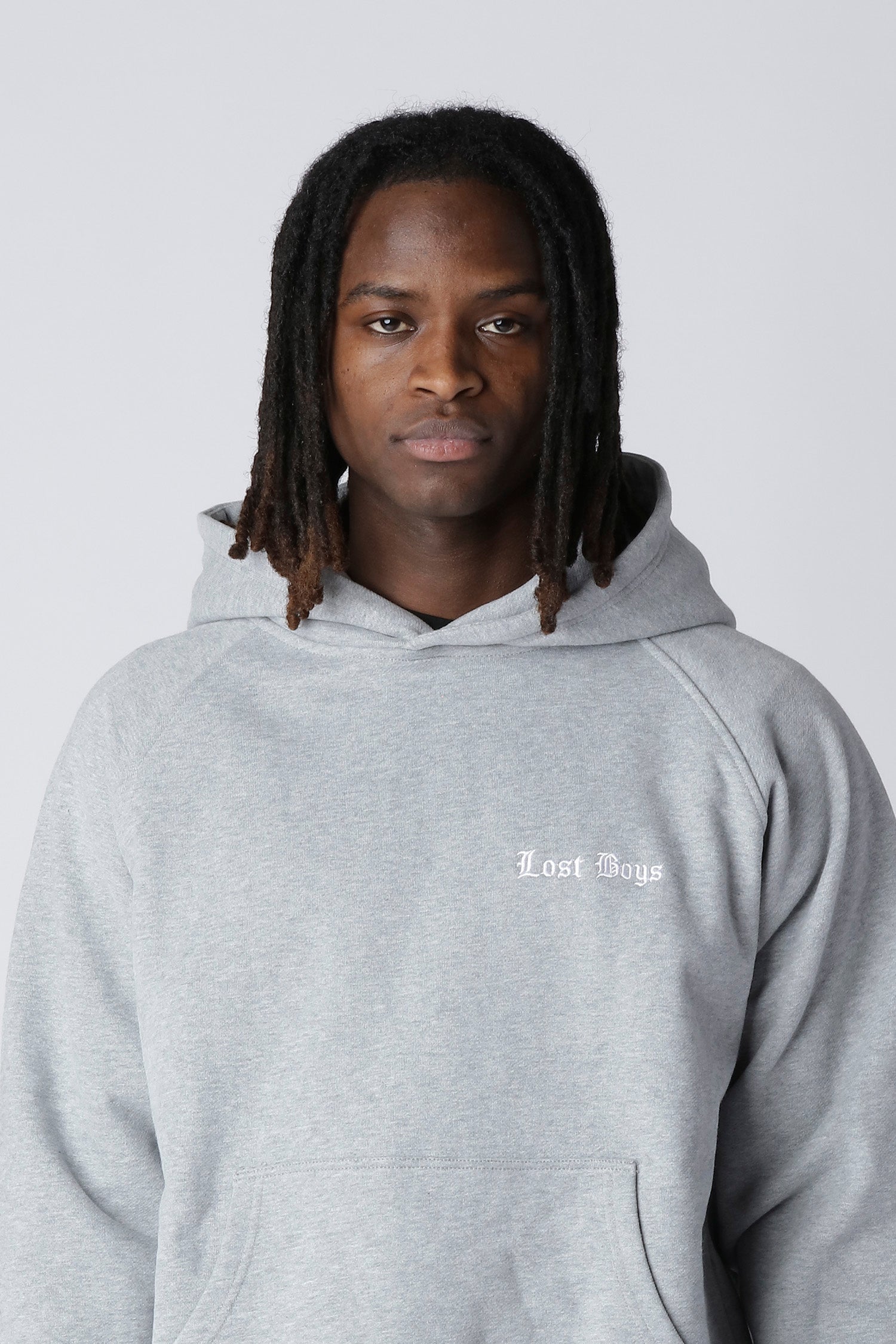 EMBROIDERY LOGO HOODIE - Gray