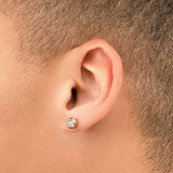 14k Solid Gold Diamond Illusion Round Stud Men's Earrings .25CTW