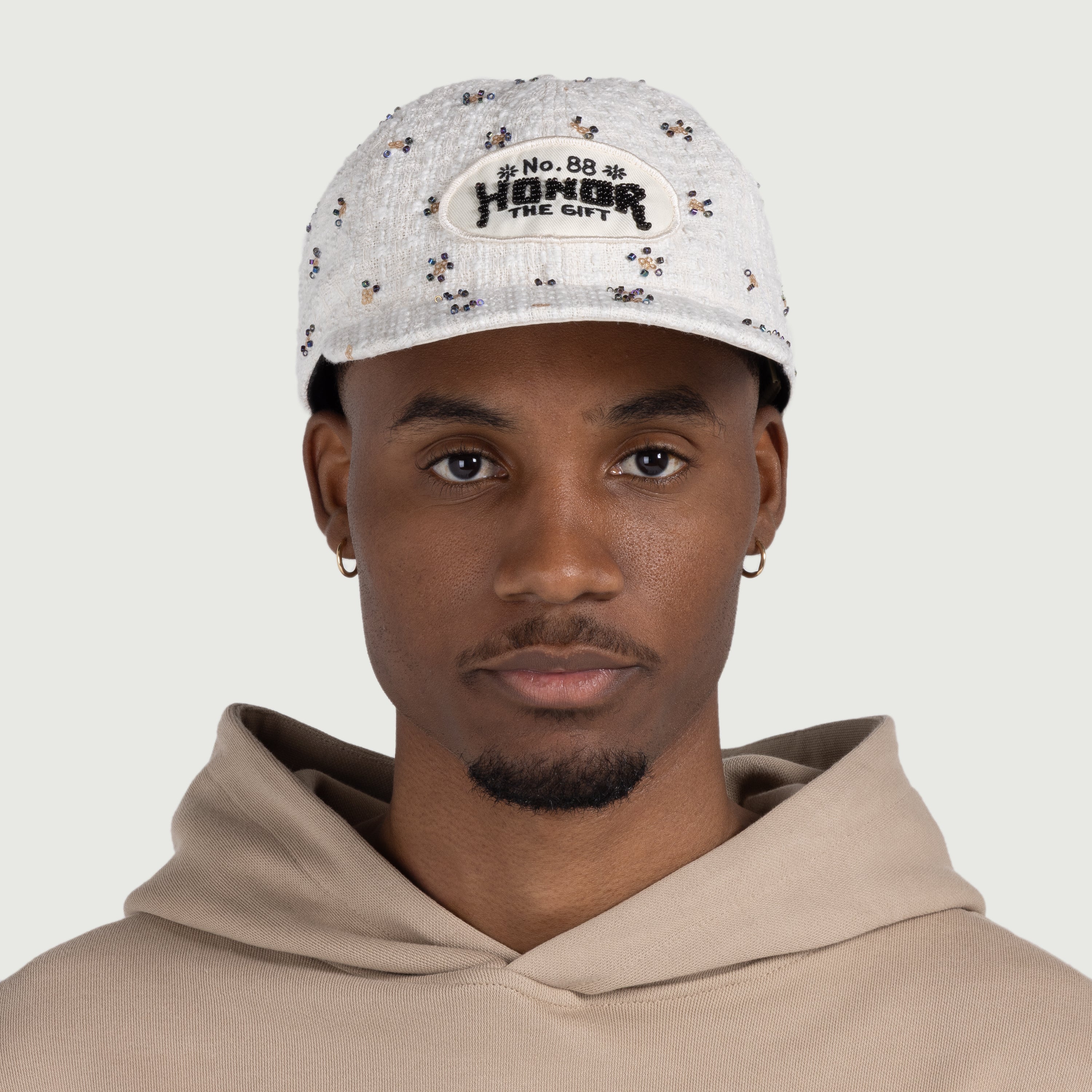 Beaded 6 Panel Cap - Bone