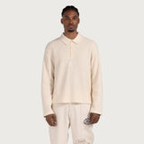 Long Sleeve Knit Polo - Bone