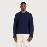 Long Sleeve Knit Polo - Navy