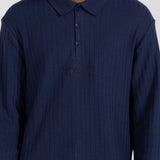 Long Sleeve Knit Polo - Navy