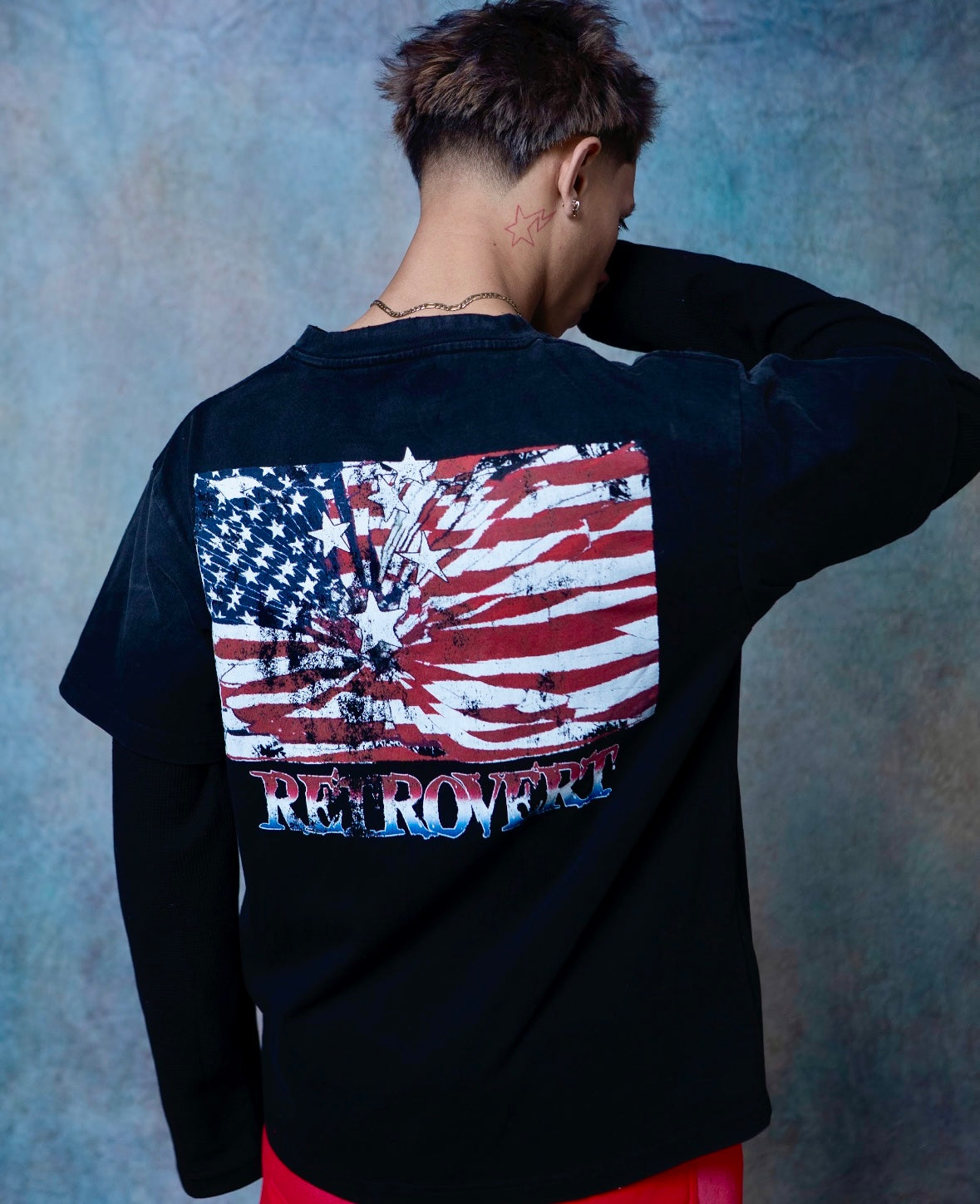 USA Longsleeve Thermal T-Shirt- Black