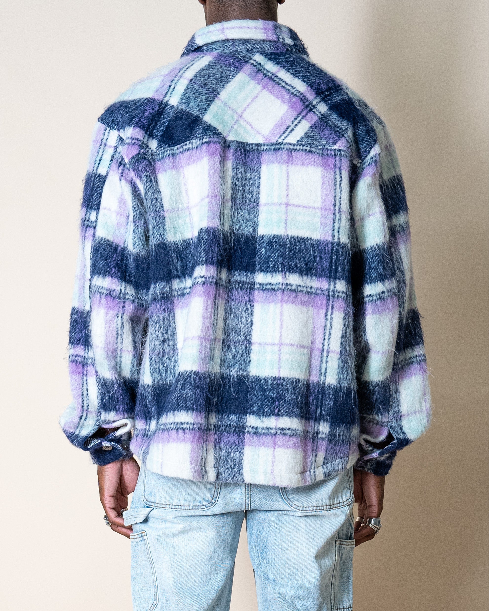 EPTM Side Slit Flannel - Purple/White