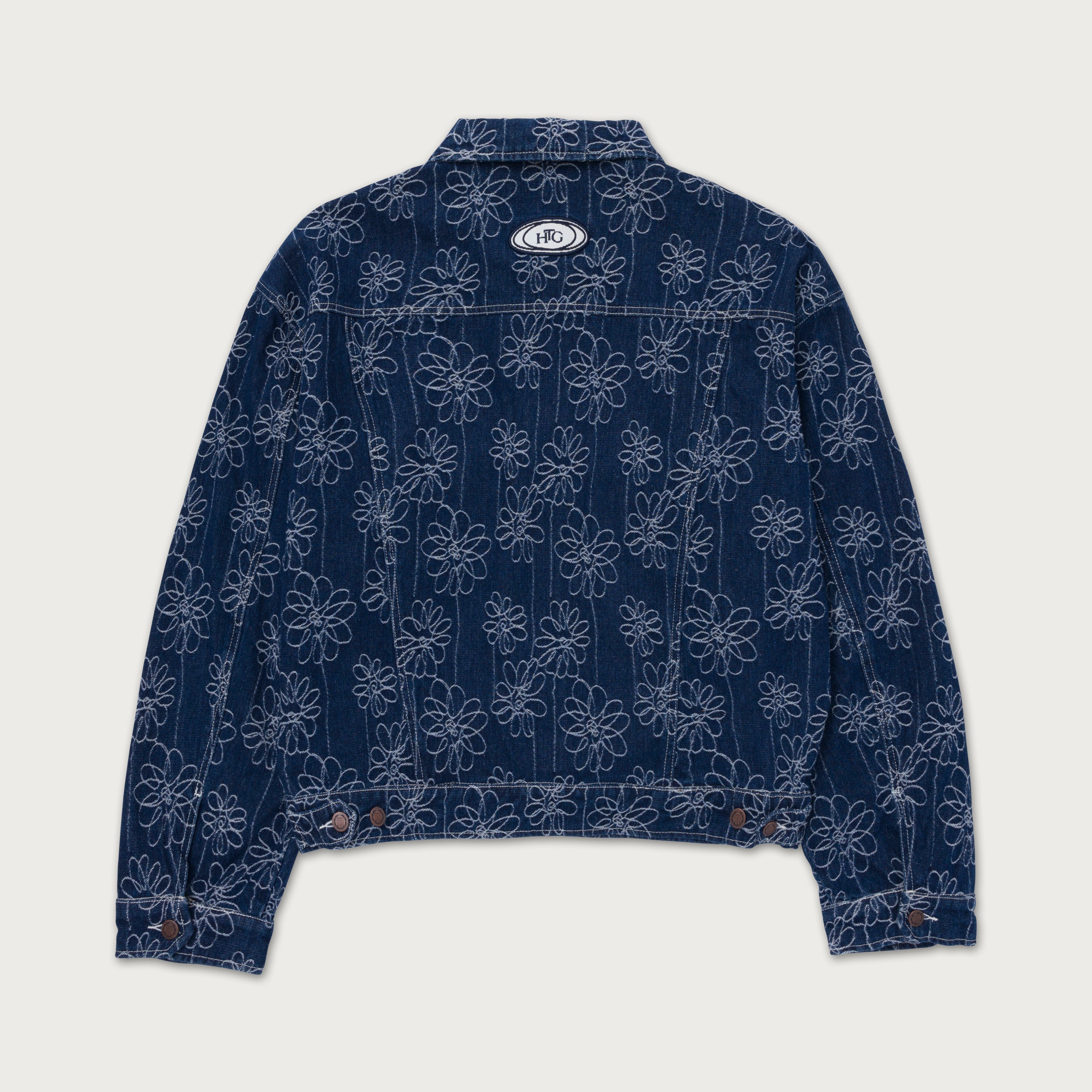 Flower Jacquard Jacket - Indigo