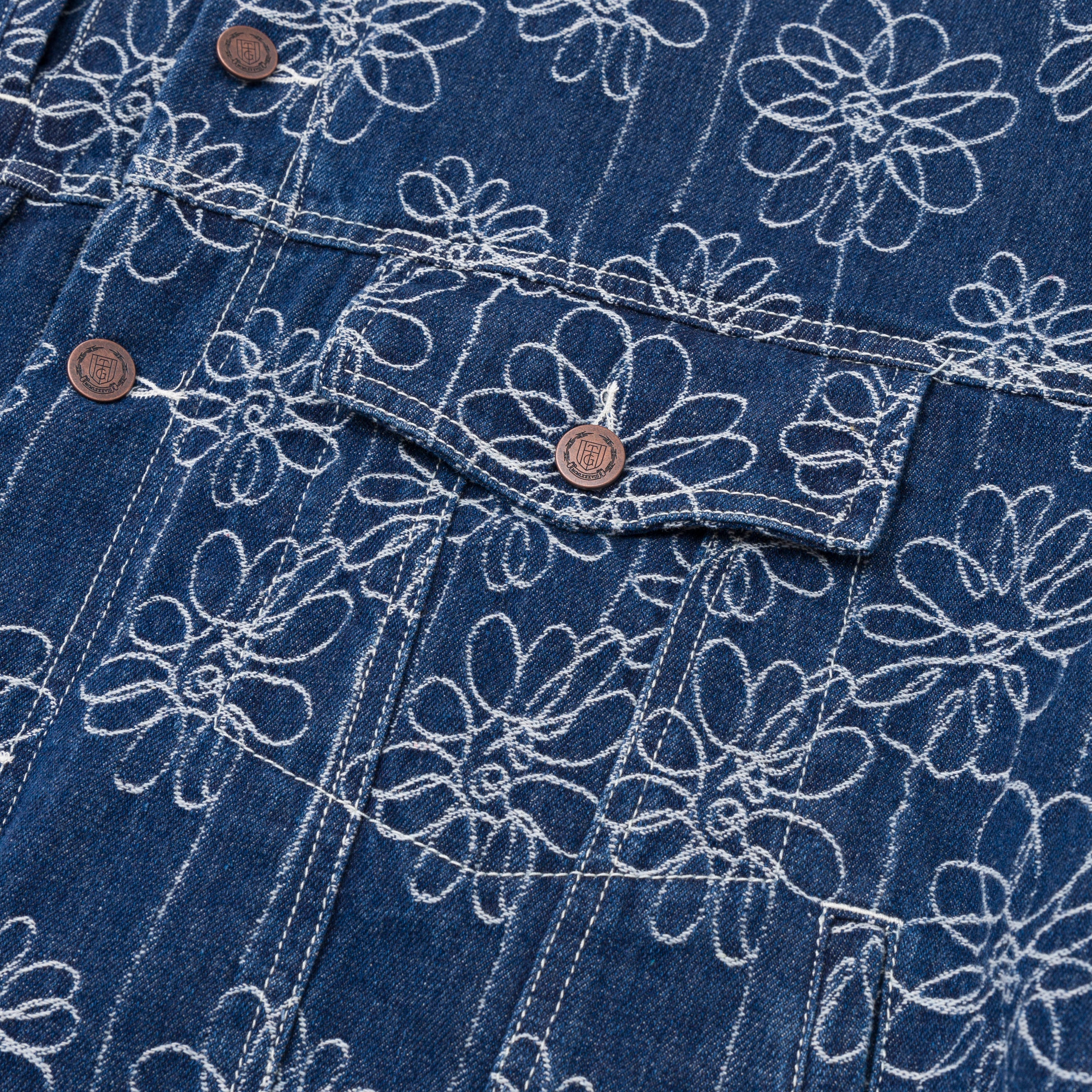 Flower Jacquard Jacket - Indigo