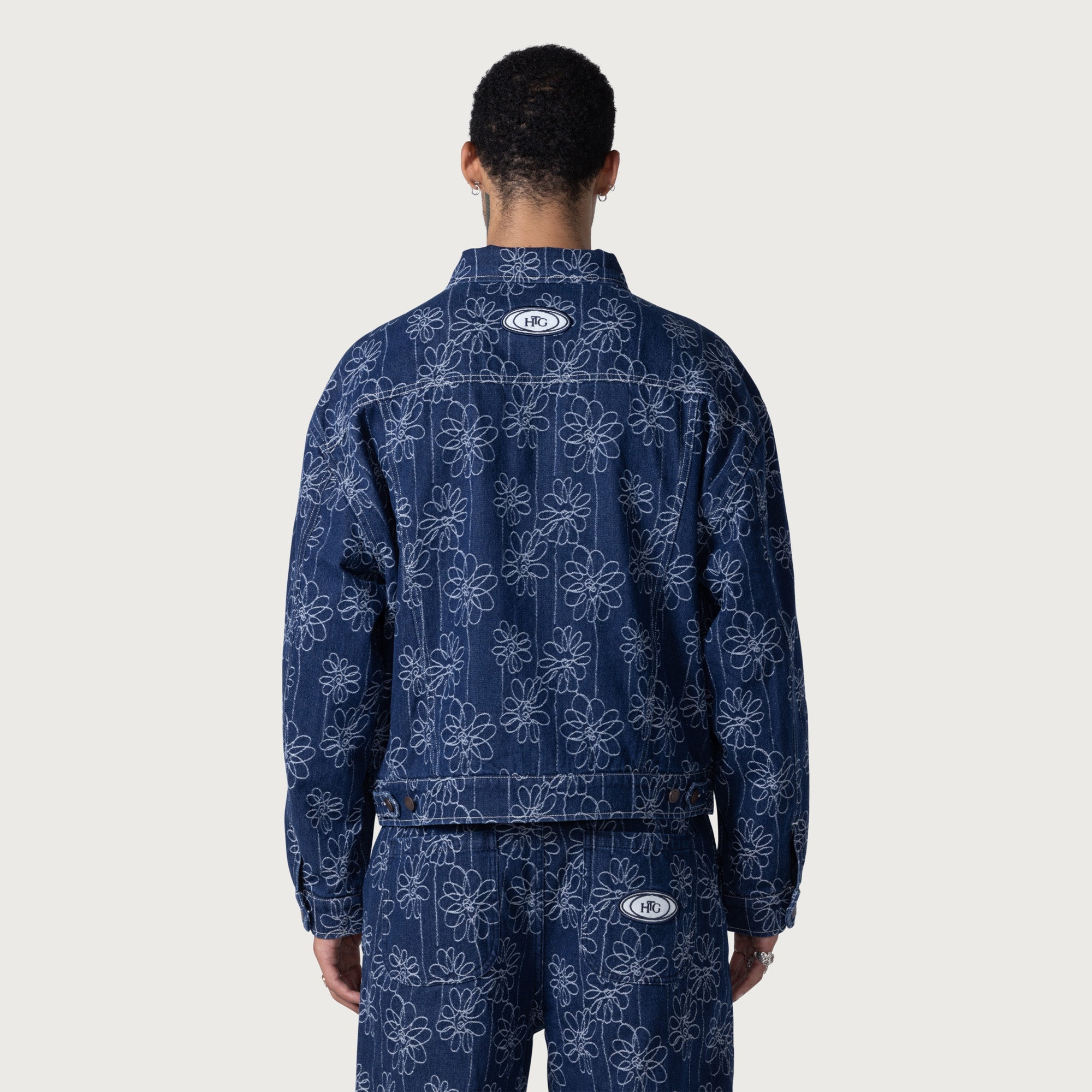 Flower Jacquard Jacket - Indigo
