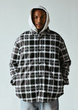 PLAID LEATHER PUFFER SHIRT | BLACK+WHITE