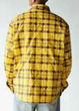 PLAID LEATHER PUFFER SHIRT | YELLOW+BROWN