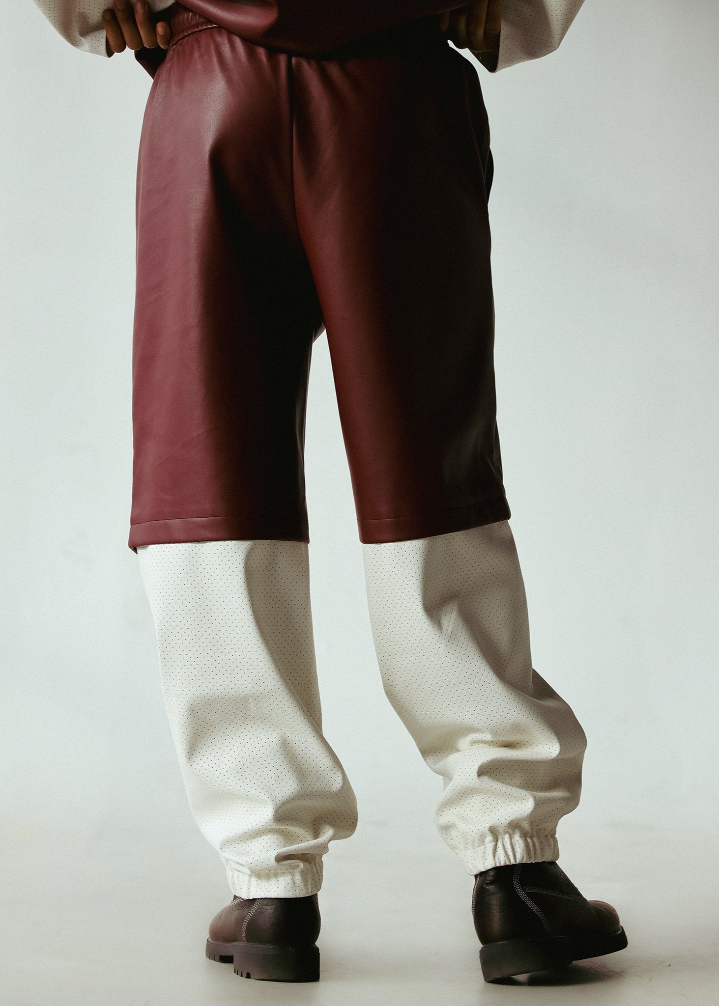 DOUBLE LAYER PANTS | BURGUNDY+WHITE