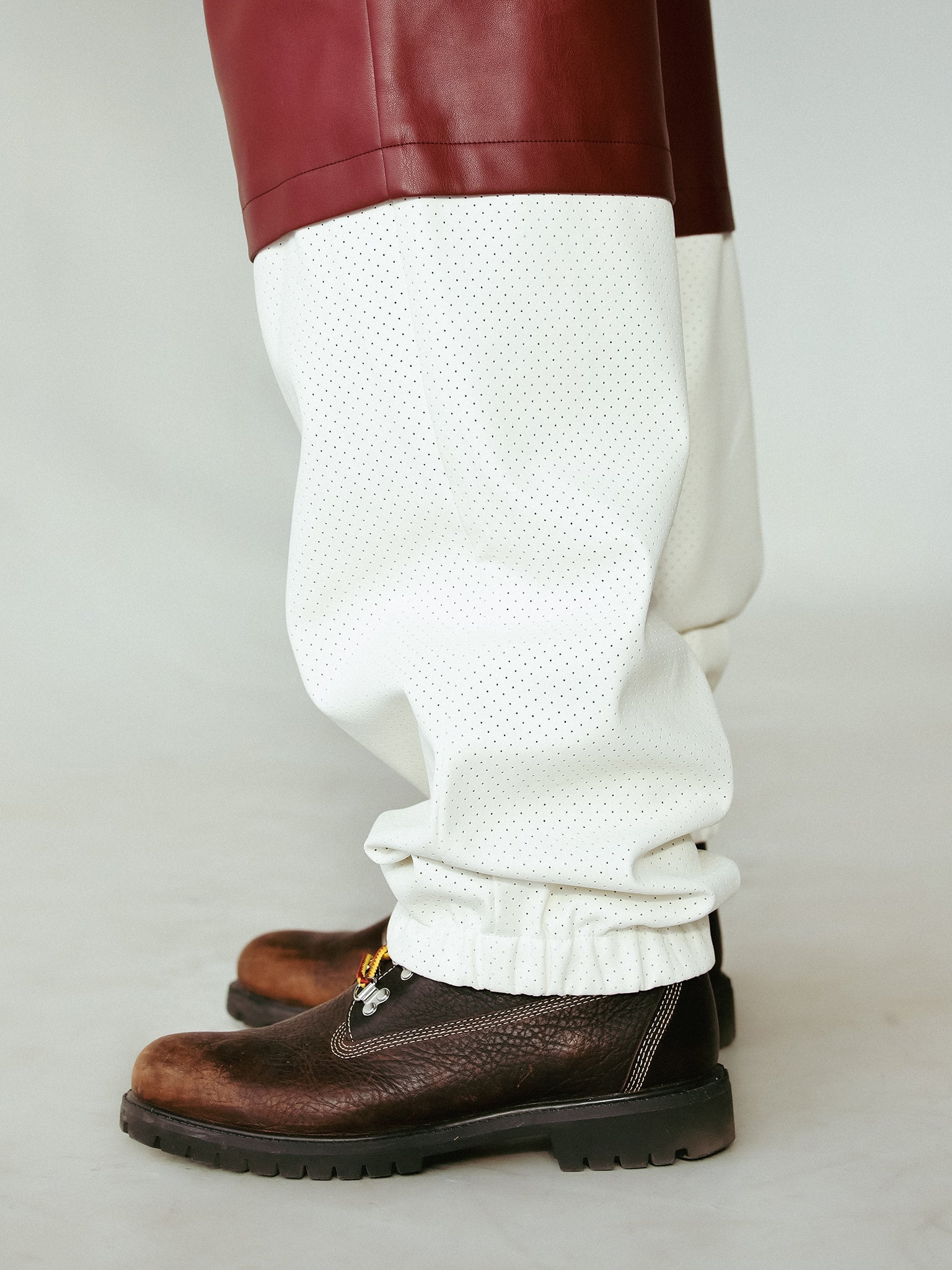 DOUBLE LAYER PANTS | BURGUNDY+WHITE