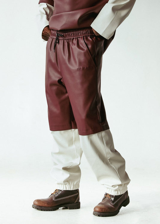 DOUBLE LAYER PANTS | BURGUNDY+WHITE