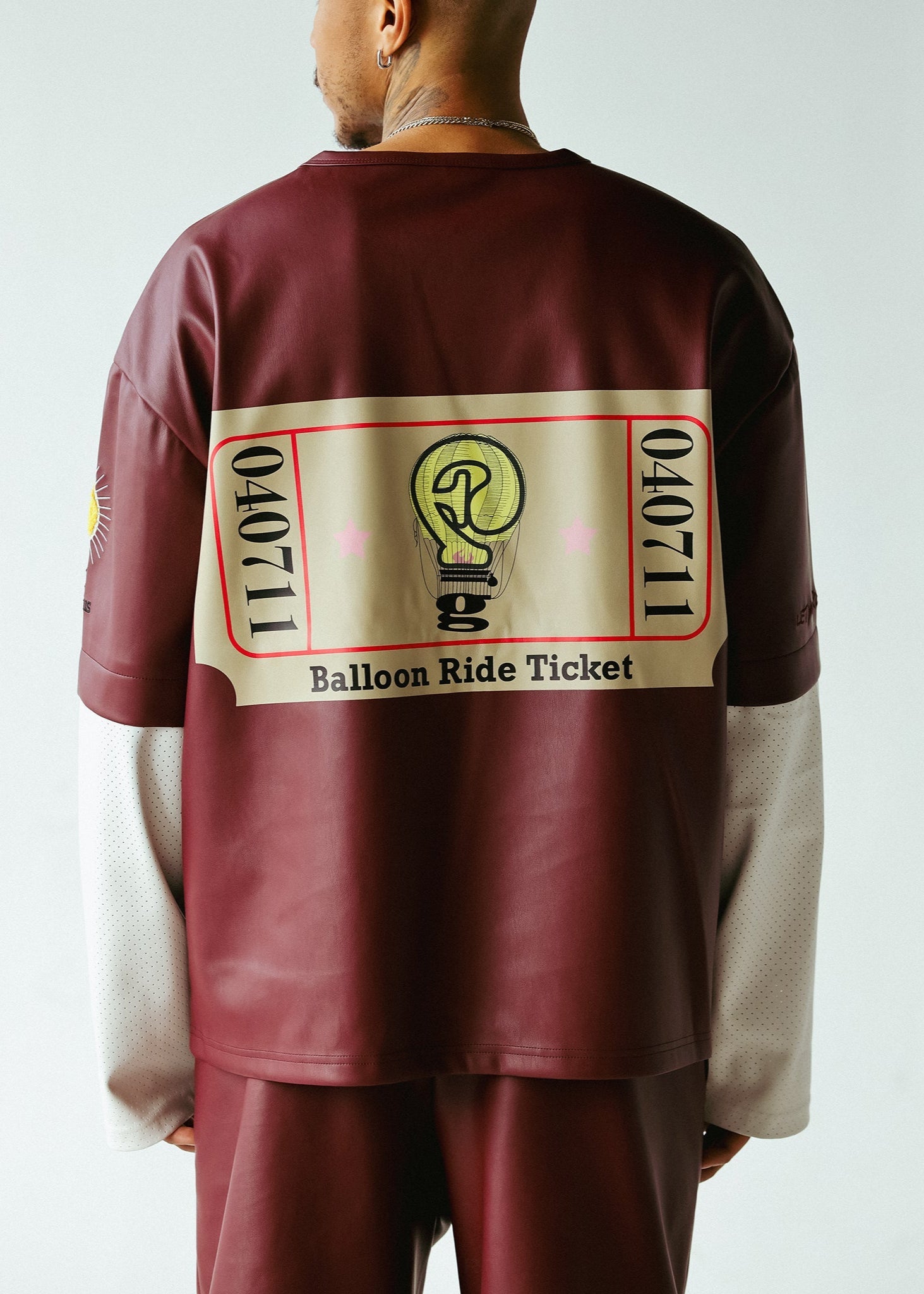 DOUBLE SLEEVE SHIRT | BURGUNDY+WHITE