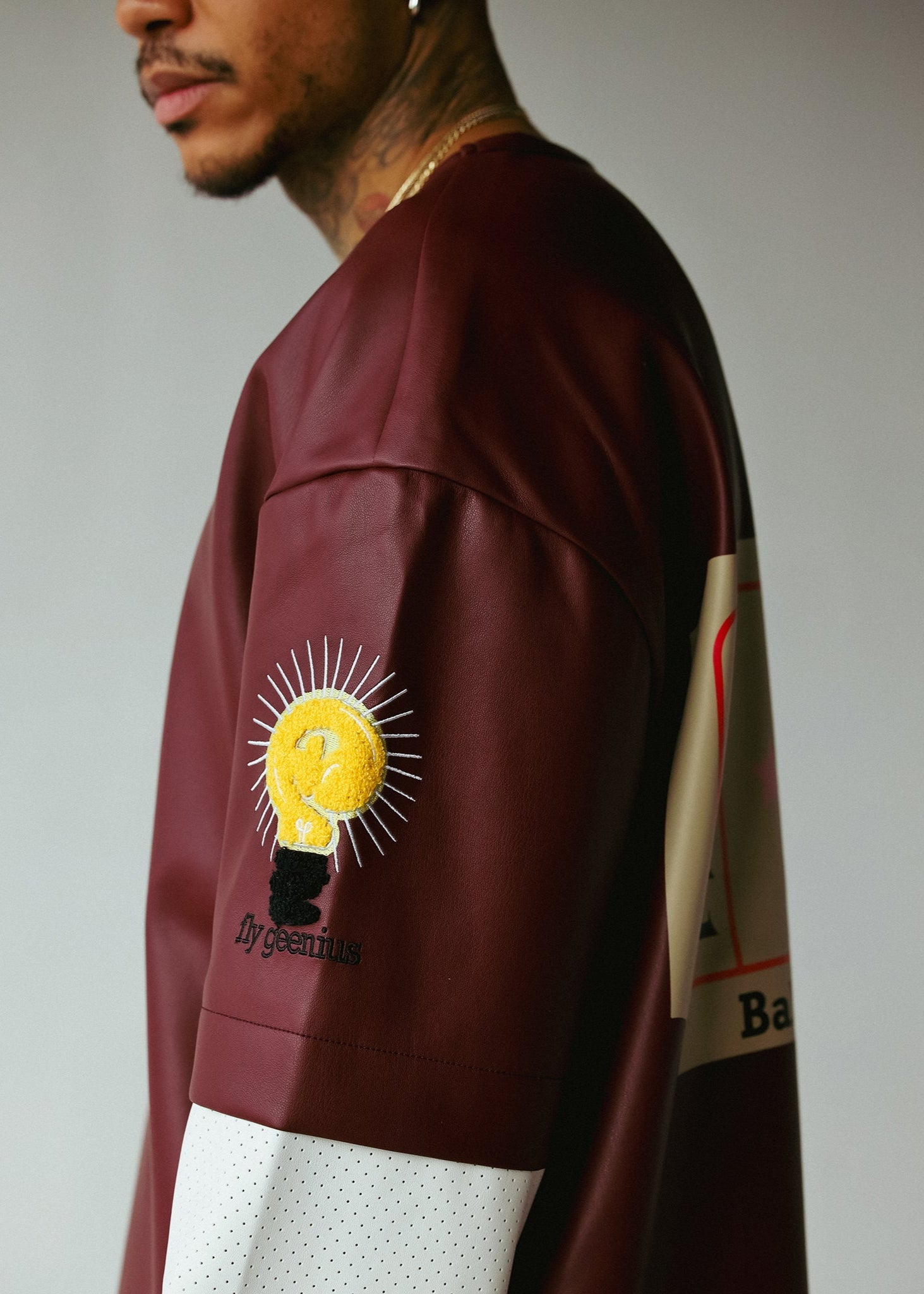 DOUBLE SLEEVE SHIRT | BURGUNDY+WHITE