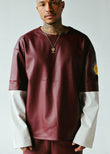 DOUBLE SLEEVE SHIRT | BURGUNDY+WHITE