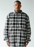 PLAID LEATHER PUFFER SHIRT | BLACK+WHITE