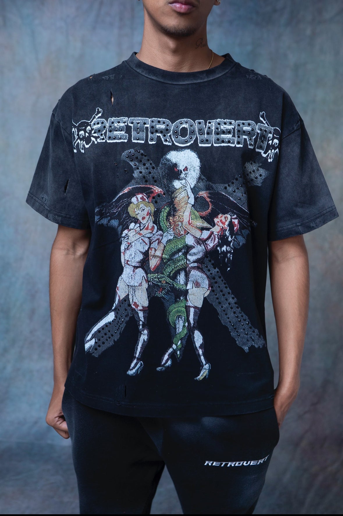 Rhinestone Nurse Tee - Black