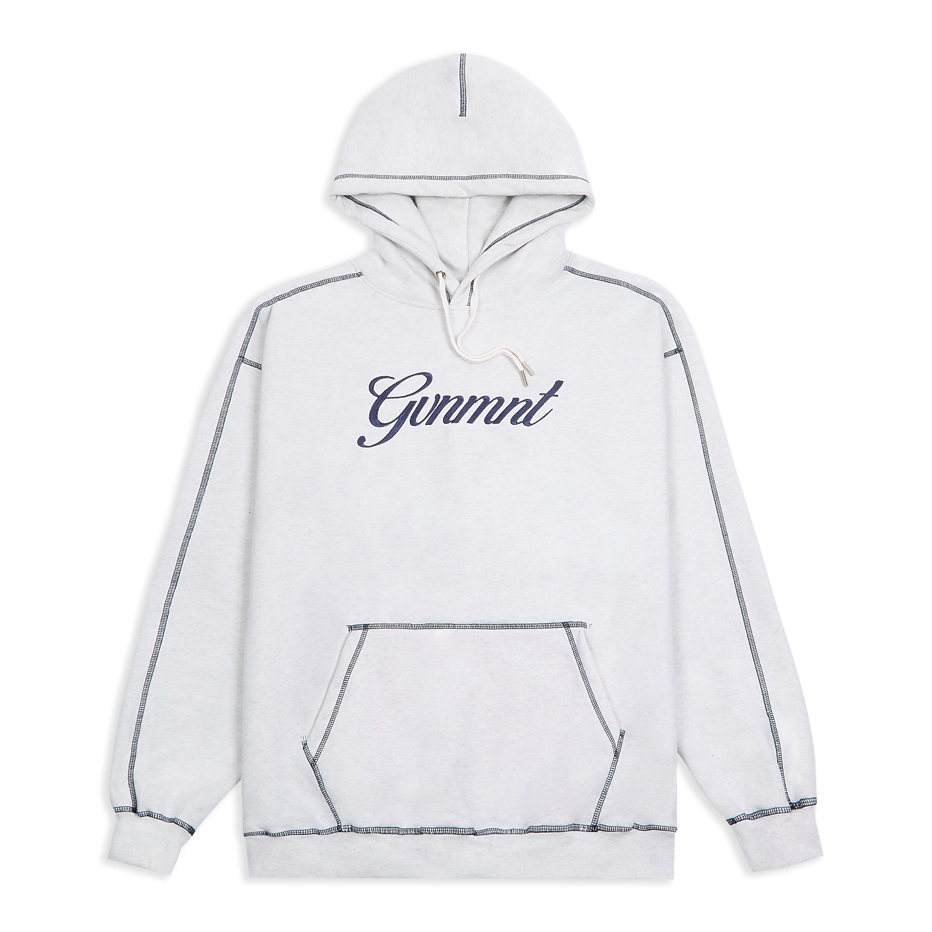 Scripted Embroidered Hoodie - Light Heather / Navy