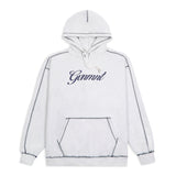 Scripted Embroidered Hoodie - Light Heather / Navy